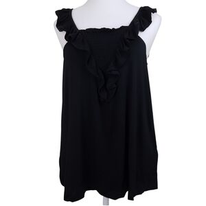 Cable & Gauge Black Sleeveless Smocked Front Blouse Size L